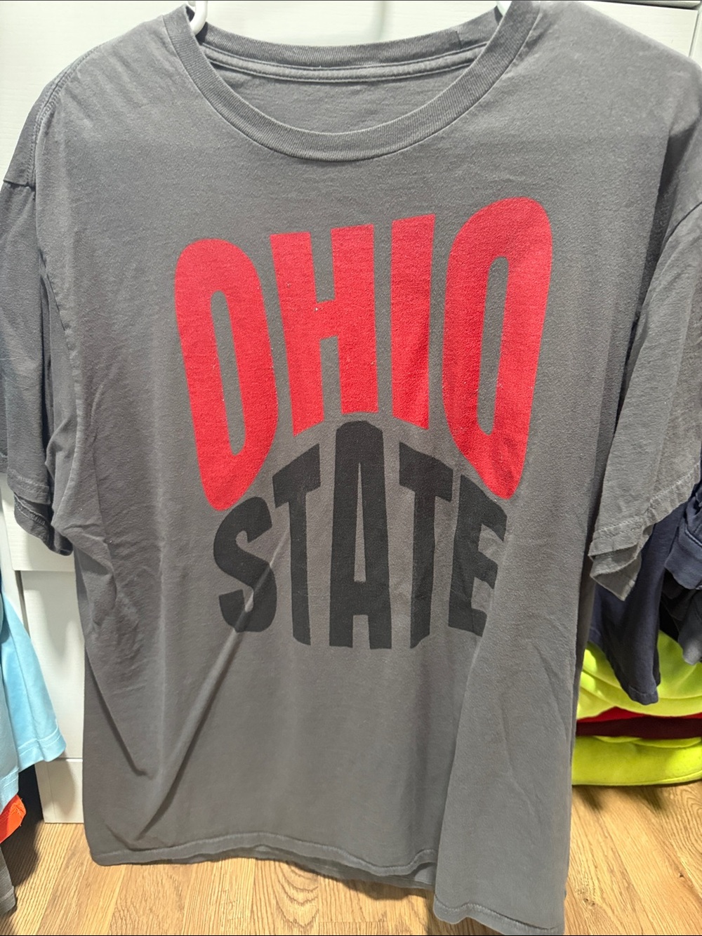 Ohio State Graphic Tee - Gray with Red Print
